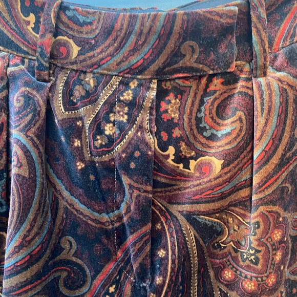 Banana Republic Paisley Velvet Wide‑Leg Pants Size 2 Quiet Luxury Old Money - Picture 5 of 13